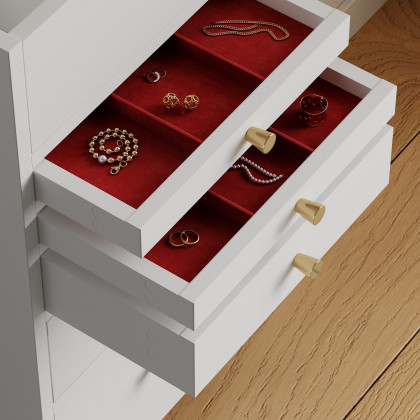 HMR - 5-Drawer Beauty Cart Dresser with LED Mirror & Jewelry Storage