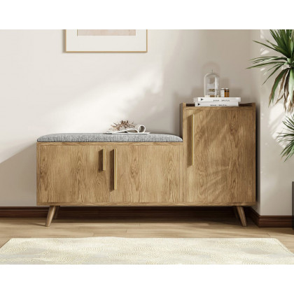 HMR - 47" Shoe Storage Bench with 3 Doors & 5 Shelves