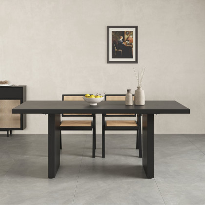 HMR Upoak Series Farmhouse Rectangle Wood Dining Table - Black, 63"L x 27.6"W x 29.5"H