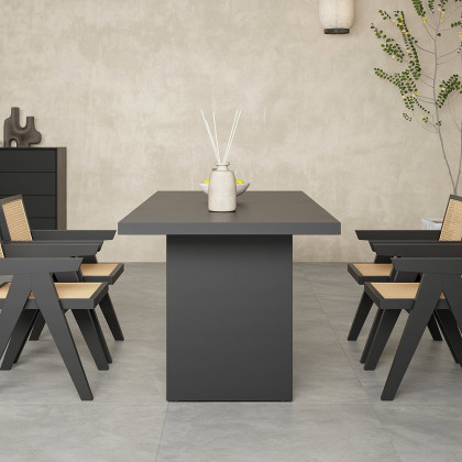 HMR Upoak Series Farmhouse Rectangle Wood Dining Table - Black, 63"L x 27.6"W x 29.5"H
