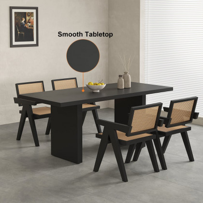 HMR Upoak Series Farmhouse Rectangle Wood Dining Table - Black, 63"L x 27.6"W x 29.5"H