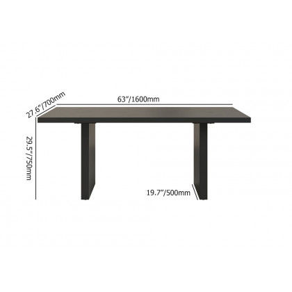 HMR Upoak Series Farmhouse Rectangle Wood Dining Table - Black, 63"L x 27.6"W x 29.5"H