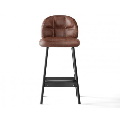 HMR Rustic 25" Bar Stools with PU Leather Upholstery (Set of 2) - Brown