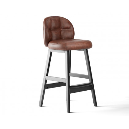 HMR Rustic 25" Bar Stools with PU Leather Upholstery (Set of 2) - Brown