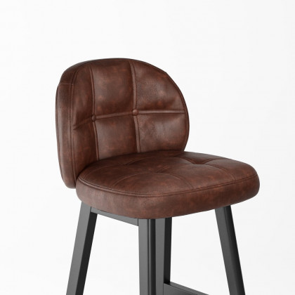 HMR Rustic 25" Bar Stools with PU Leather Upholstery (Set of 2) - Brown