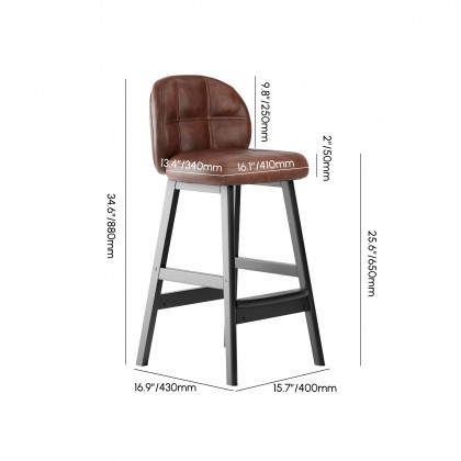 HMR Rustic 25" Bar Stools with PU Leather Upholstery (Set of 2) - Brown