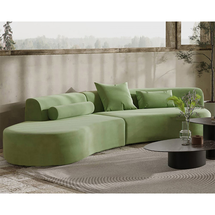 HMR - 109" 2-Piece Curved Sectional Sofa with Pillows