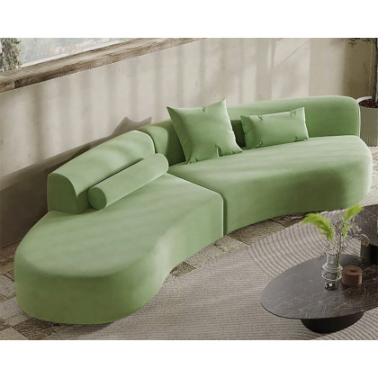 HMR - 109" 2-Piece Curved Sectional Sofa with Pillows