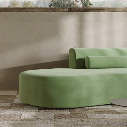 HMR 109" 2-Piece Curved Sectional Sofa with Pillows - Green, Velvet