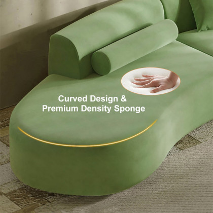 HMR 109" 2-Piece Curved Sectional Sofa with Pillows - Green, Velvet