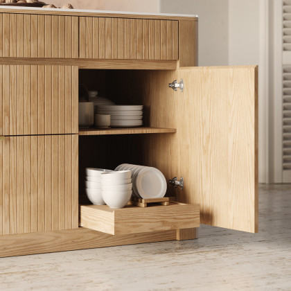 HMR - 72" Sintered Stone Top Solid Wood Kitchen Island with Storage Whitewash
