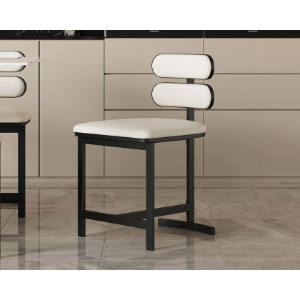 HMR Modern Wood Dining Chairs with PU Leather - White, Faux Leather, 4-Pieces