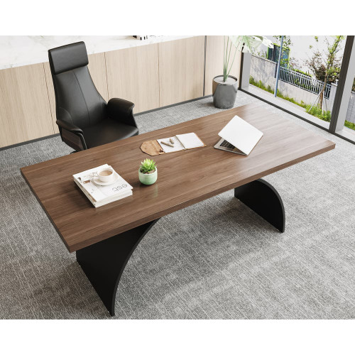 HMR - Modern Rectangular Writing Desk & Office Desk Chair Set High Back