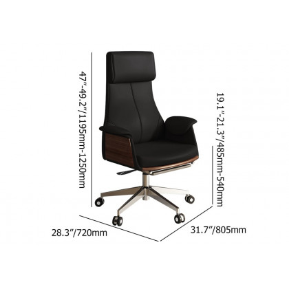 HMR Modern Rectangular Writing Desk & Office Desk Chair Set High Back - Walnut, 63"L x 27.6"W x 29.5"H