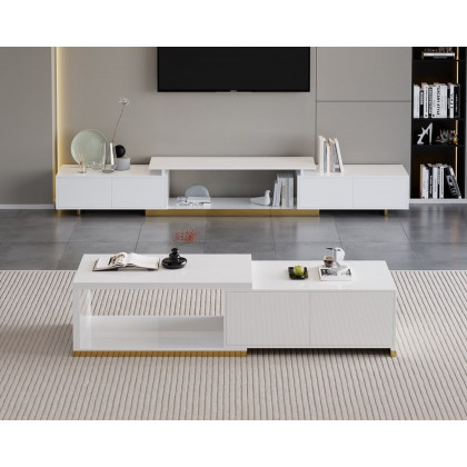 HMR - Mordelle Glossy Extendable TV Stand & Coffee Table Set