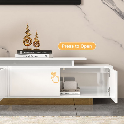 HMR Mordelle Glossy Extendable TV Stand & Coffee Table Set - White, Style A