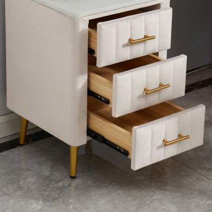 HMR Modern Expandable Makeup Vanity Dressing Table with Chair - White, Velvet