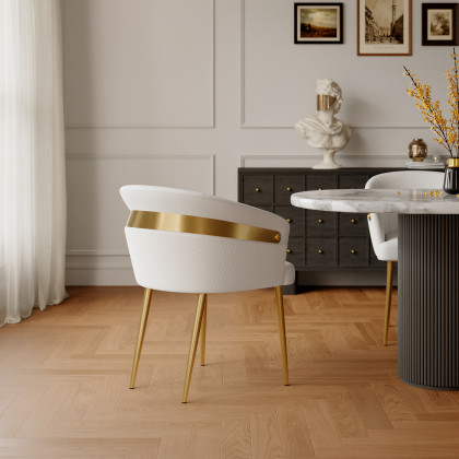 HMR Modern Dining Chair with PU Leather Upholstery - White, 2-Pieces