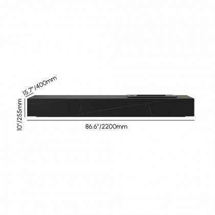 HMR Sintered Stone Electric Fireplace Humidifier TV Stand & 39" Coffee Table Set - Black, 86.6"W x 15.7"D x 10"H