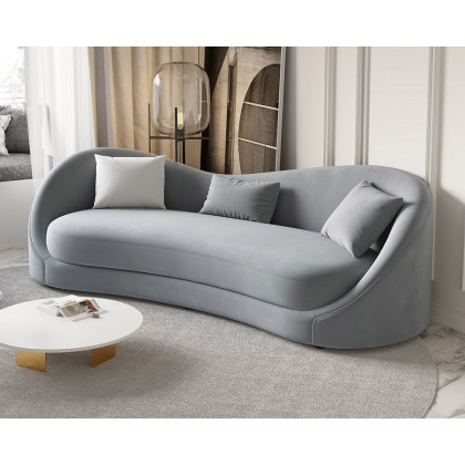 HMR 84" Luxury Velvet Upholstered 3-Seater Sofa with Solid Wood Frame - Gray