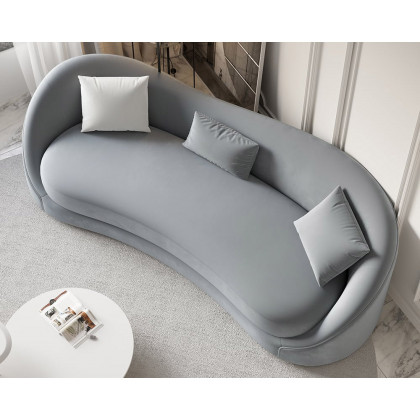 HMR 84" Luxury Velvet Upholstered 3-Seater Sofa with Solid Wood Frame - Gray