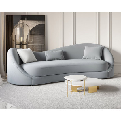 HMR 84" Luxury Velvet Upholstered 3-Seater Sofa with Solid Wood Frame - Gray