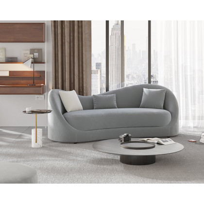 HMR 84" Luxury Velvet Upholstered 3-Seater Sofa with Solid Wood Frame - Gray
