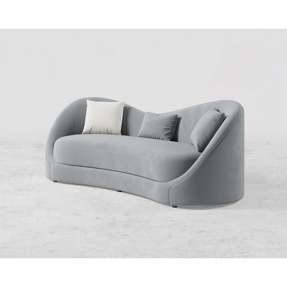 HMR 84" Luxury Velvet Upholstered 3-Seater Sofa with Solid Wood Frame - Gray