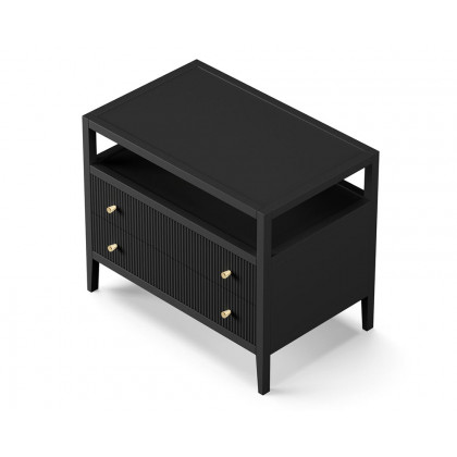 HMR 30" Fluted 2-Drawer Wide Smart Nightstand - Black, Single