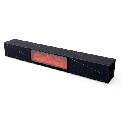 HMR Electric Fireplace TV Stand with 2 Drawers - Black, Sintered Stone, 78.7"W×15.4"D×15.4"H