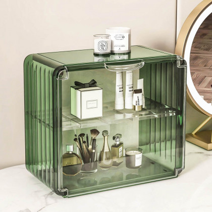 HMR - Modern 2-Tier Transparent Desk Organizer Storage Rack Acrylic Adjustable Shelf
