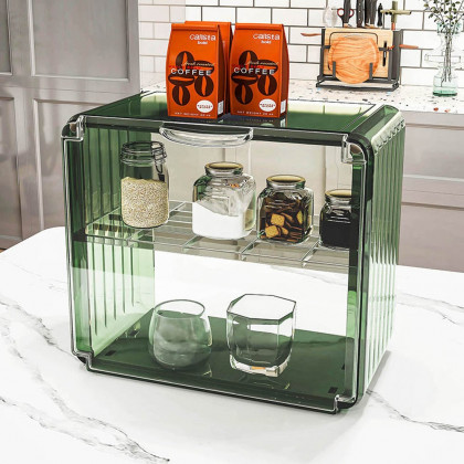 HMR - Modern 2-Tier Transparent Desk Organizer Storage Rack Acrylic Adjustable Shelf