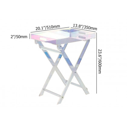 HMR - Modern Acrylic Folding Side Table Clear Square Iridescent End Table