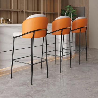HMR Linenic Series Modern PU Leather Bar Stools - Orange, 20.9"L x 20.9"W x 41.3"H, 2-Pieces