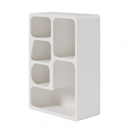HMR - Codiys White Arched Nightstand with Open Display Shelves Art Deco Bedside Table