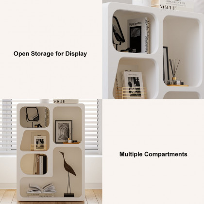 HMR - Codiys White Arched Nightstand with Open Display Shelves Art Deco Bedside Table