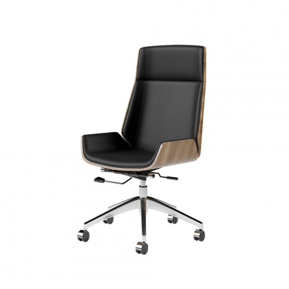 HMR L-shaped Modern Executive Desk & Reclining Leather Office Chair - Black, 70.9"L x 63.0"W x 29.9"H, Right Hand