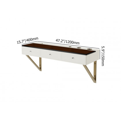 HMR - 47 Leather Floating Tempered Glass Top Makeup Vanity