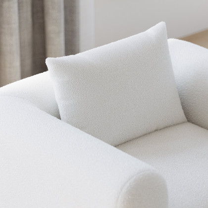 HMR - Curva White Boucle Accent Chair with Wood Frame