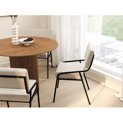 HMR Japandi Style Round Wood Dining Table - Walnut, 31.5" (Seats 2 People)