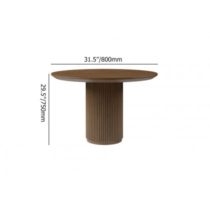 HMR Japandi Style Round Wood Dining Table - Walnut, 31.5" (Seats 2 People)
