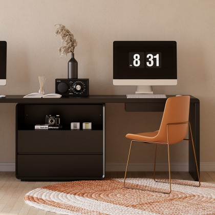 HMR 94.5" 2-Person Double Desk Modern Retangular Office Desk 4 Drawers & 1 Cabinet - Black