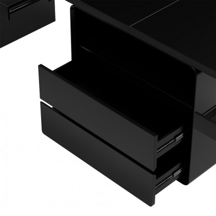 HMR 94.5" 2-Person Double Desk Modern Retangular Office Desk 4 Drawers & 1 Cabinet - Black