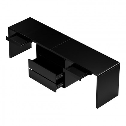 HMR 94.5" 2-Person Double Desk Modern Retangular Office Desk 4 Drawers & 1 Cabinet - Black