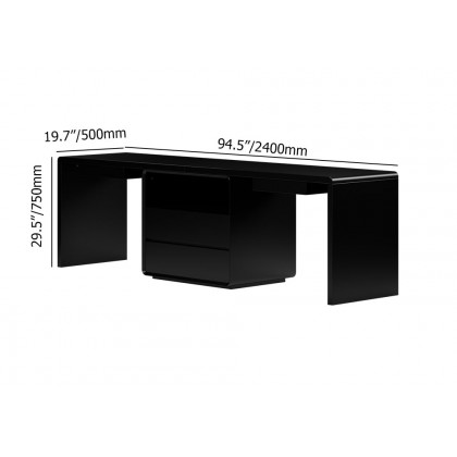 HMR 94.5" 2-Person Double Desk Modern Retangular Office Desk 4 Drawers & 1 Cabinet - Black