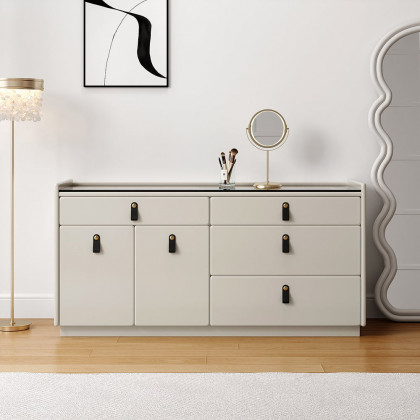 HMR - Modern 47"W Glass 4 Drawer Dresser with Light Closet Island with Jewelry Storage & Doors