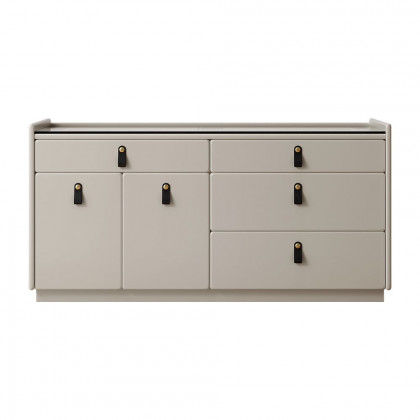 HMR - Modern 47"W Glass 4 Drawer Dresser with Light Closet Island with Jewelry Storage & Doors
