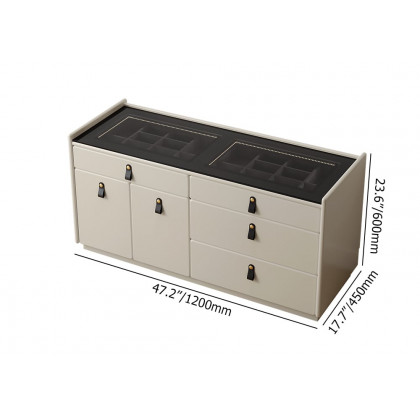 HMR - Modern 47"W Glass 4 Drawer Dresser with Light Closet Island with Jewelry Storage & Doors
