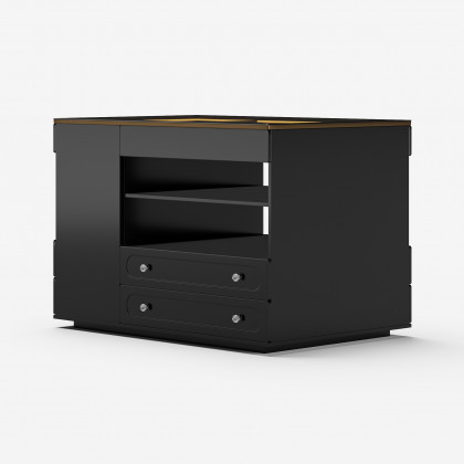 HMR 47"W Dresser Walk in Closet Island with Jewelry Storage LED Light - Black