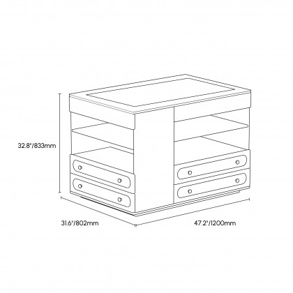 HMR 47"W Dresser Walk in Closet Island with Jewelry Storage LED Light - Black